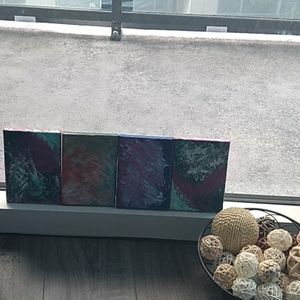 4 piece art decor blue themed